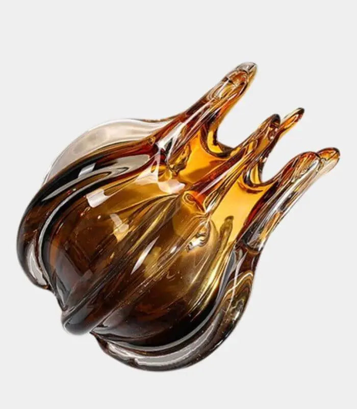 Amberwave Artisan Glass Vase – Handcrafted Petal Design
