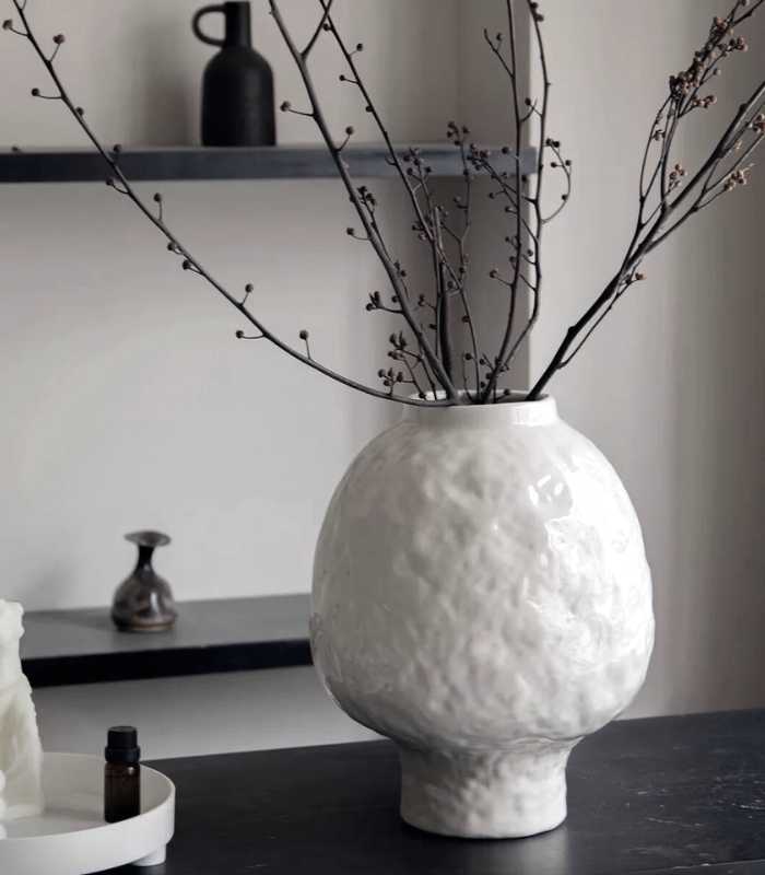 Artisan Lunar Ceramic Vase - Abstract Sculptural Pottery, 31cm Tall