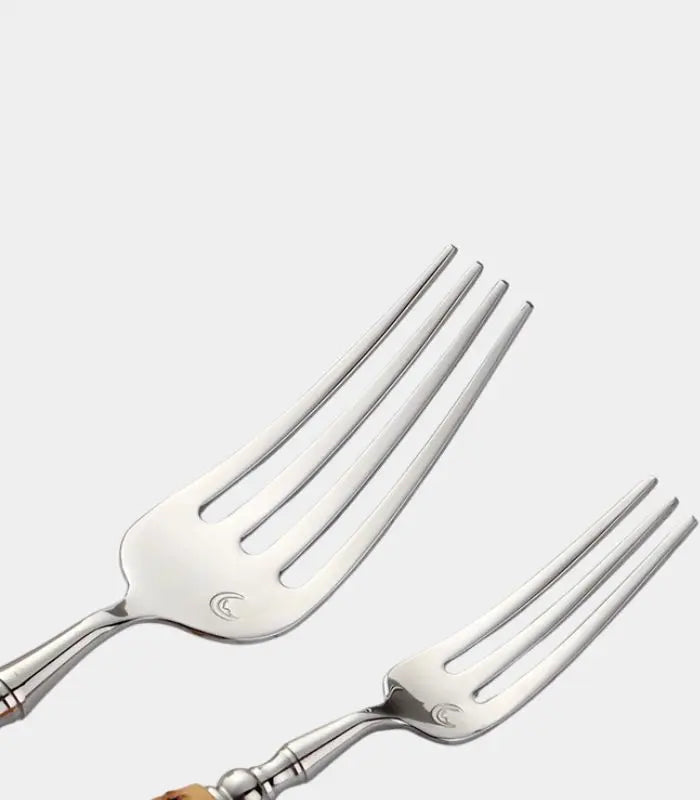 Cutlery Set Natural Bamboo Handle 304 Stainless Steel Silver