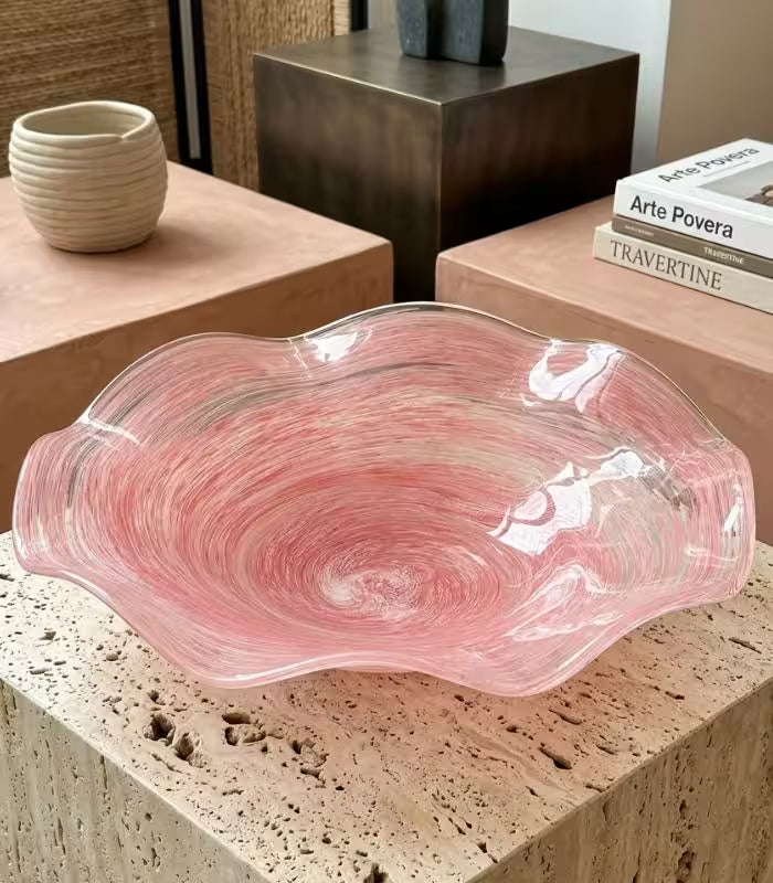 Rosalind Handcrafted Glass Bowl Pink Large 41 cm