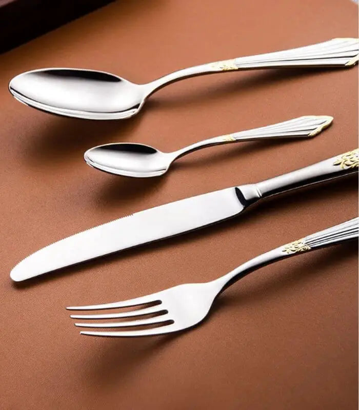 24 Pcs Raffaello Flatware Cutlery Set Silver & Gold