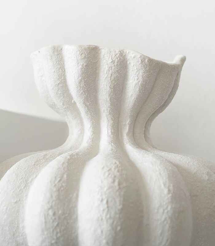 Delmara Tabletop Vase Large Textured White Ceramic