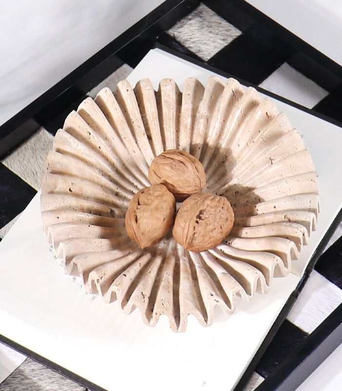Handcrafted Natural Travertine Bowl - Available in Two Sizes
