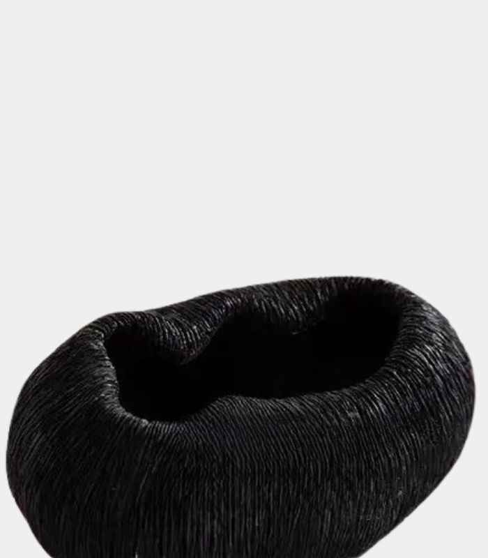 Coral Texture Decorative Resin Bowl - Black, 23 cm