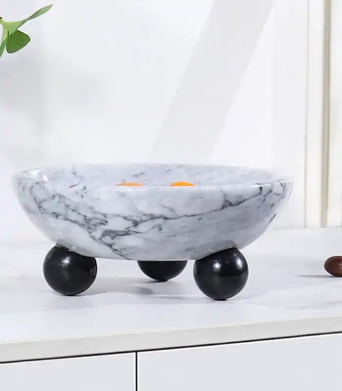 Elegant Marble Bowl with Ball Feet 18 cm