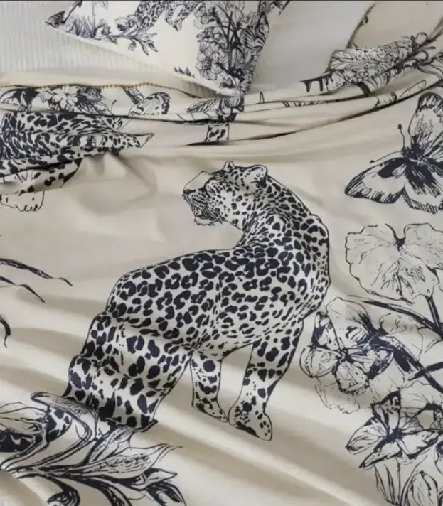 Wildlife Throw Blanket | Soft Plush Leopard Print Bedspread Botanical Blanket