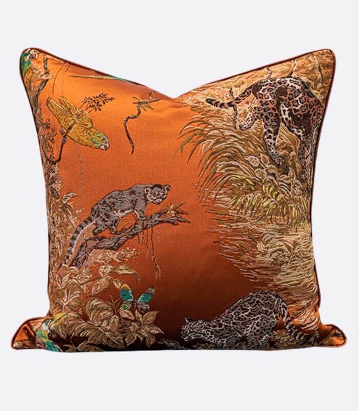 Cushion Cover Wild Life Pillow Case Embroidered Jacquard