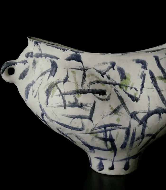 Ondine Hand-Painted Ceramic Vase | Abstract Sculptural Art Vessel
