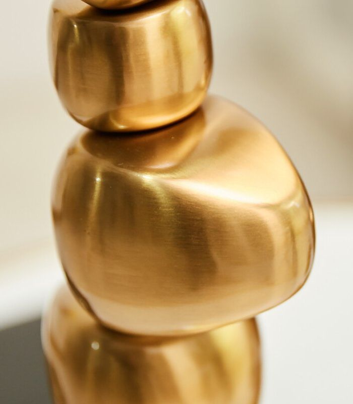 Sculptural Gold-Tone Pillar Candle Holders - Organic Pebble-Inspired Shape