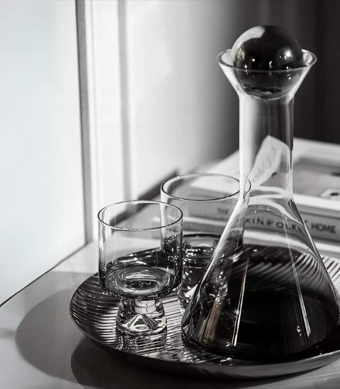 Minimalist Glass Decanter & Glasses Set (3pc) | Elegant Carafe with 2 Tumblers