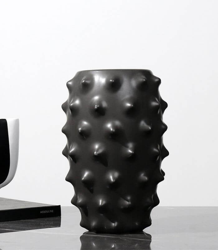 Arabella Black Spiked Handcrafted Ceramic Vase - 27 cm