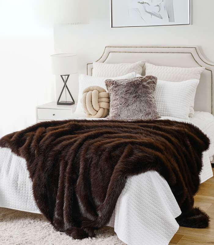 Faux Fur Throw Blanket Plush Faux Fur Throw Chocolate Brown