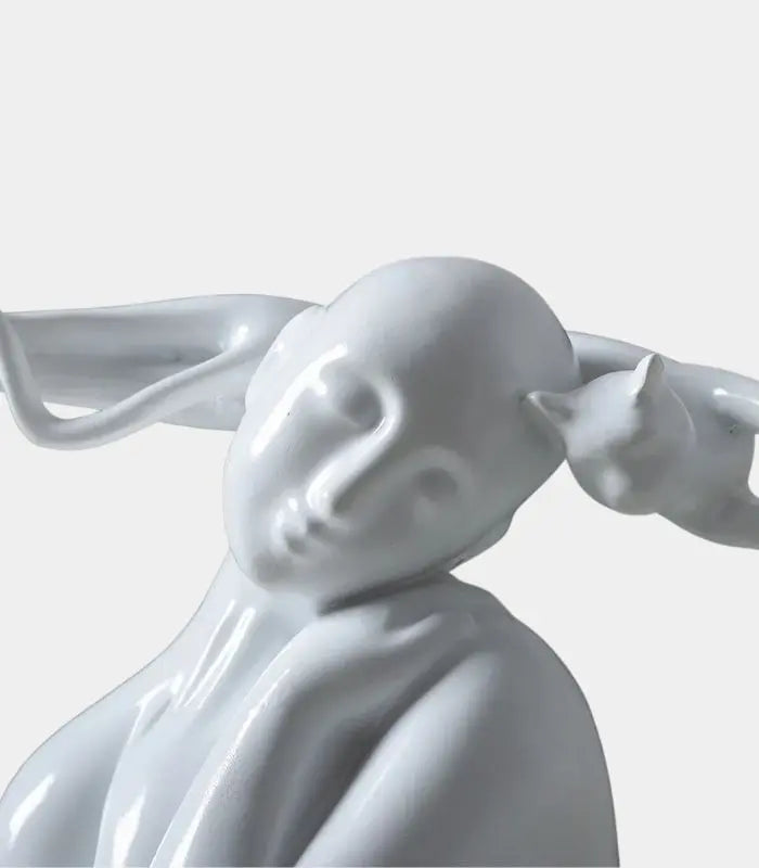 Whispering Muse Resin Sculpture - Elegant Abstract Home Decor 28 cm