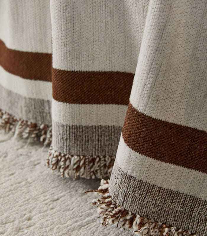 Abstract Patterned Knitted Throw Blanket | Double Sided Sofa Cover Brown White