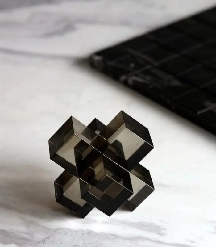 Modern Geometric Crystal Glass Sculpture – Abstract Décor Accent