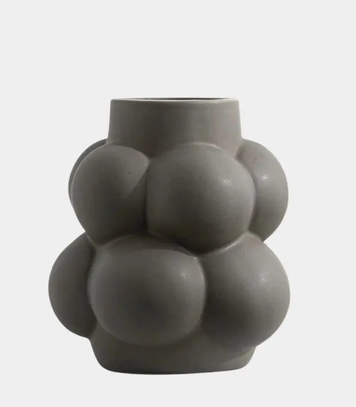 Bubble Ceramic Vase – Sculptural Matte Grey Vase, 2 Sizes