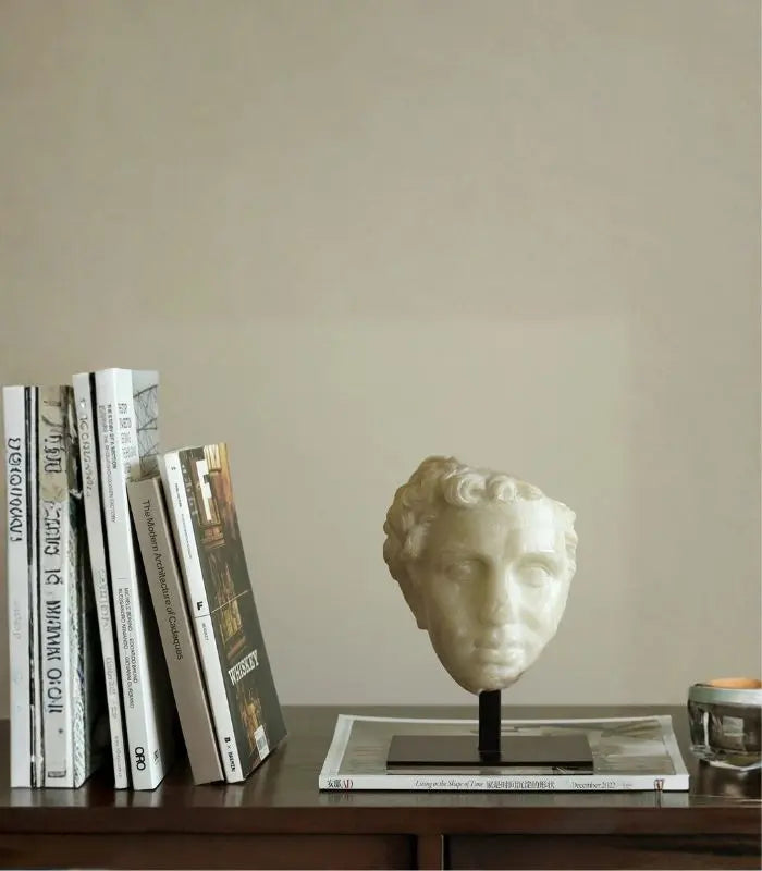 Timeless Sculpture Head – Neoclassical Stone Art Piece Resin 22 cm