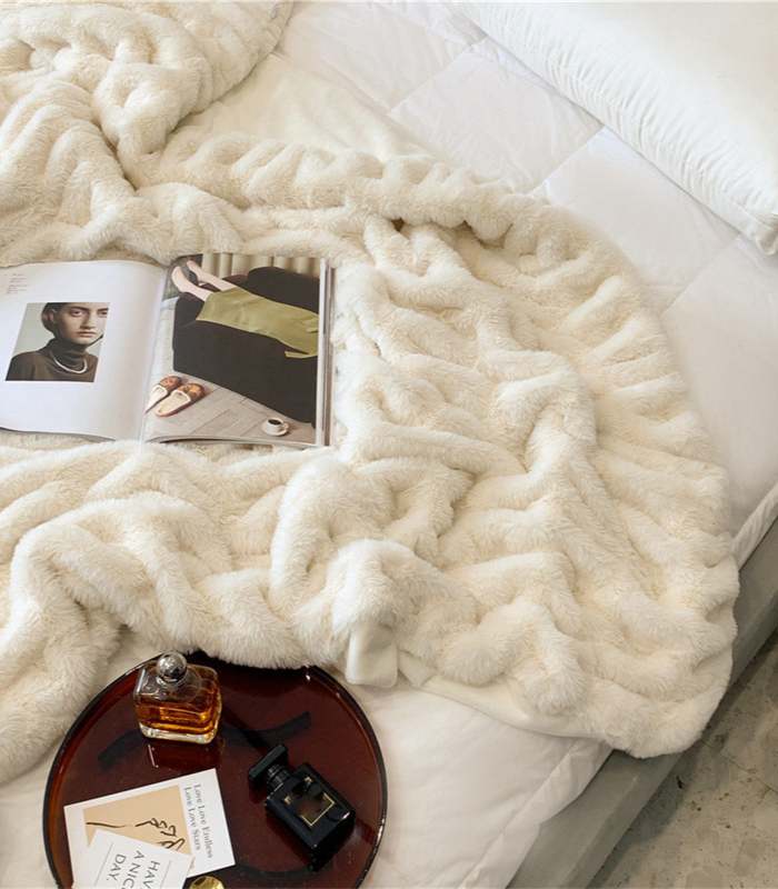 Faux Fur Throw Blanket Decorative Large White