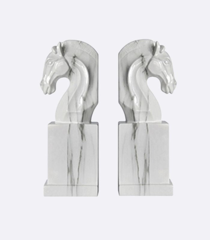 Set 2 Pcs Horse Sculpture Bookends Resin Large 24.5 cm Resin