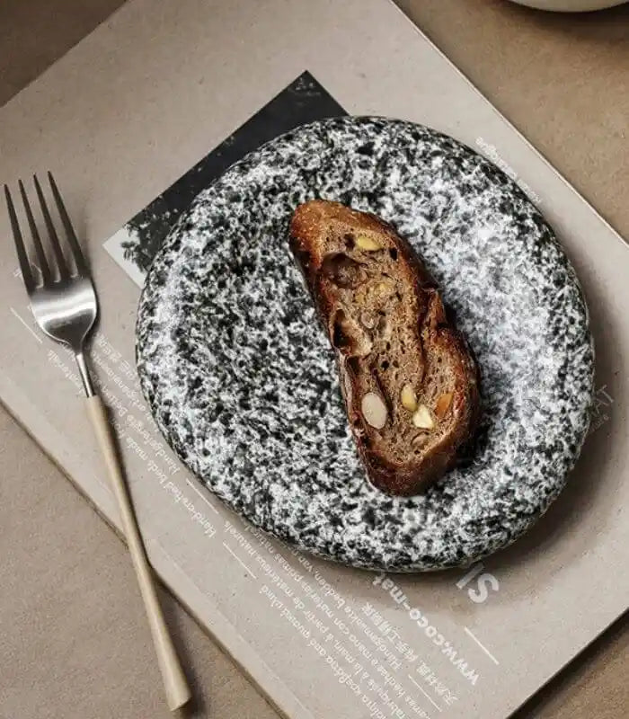 Stone-Effect Ceramic Plates – Handcrafted Speckled Design Collection