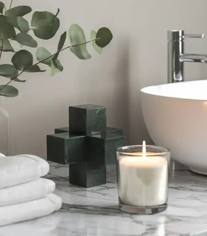 Axiom Green Marble Sculpture – Geometric Decorative Object