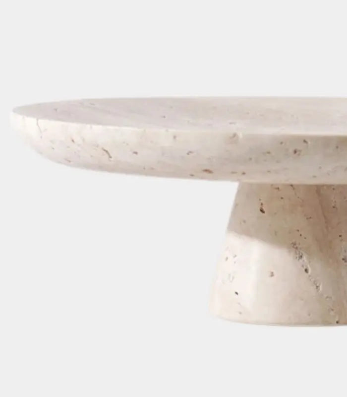 Travertine Pedestal Bowl – Natural Stone Decorative Tray for Home Styling 25 cm