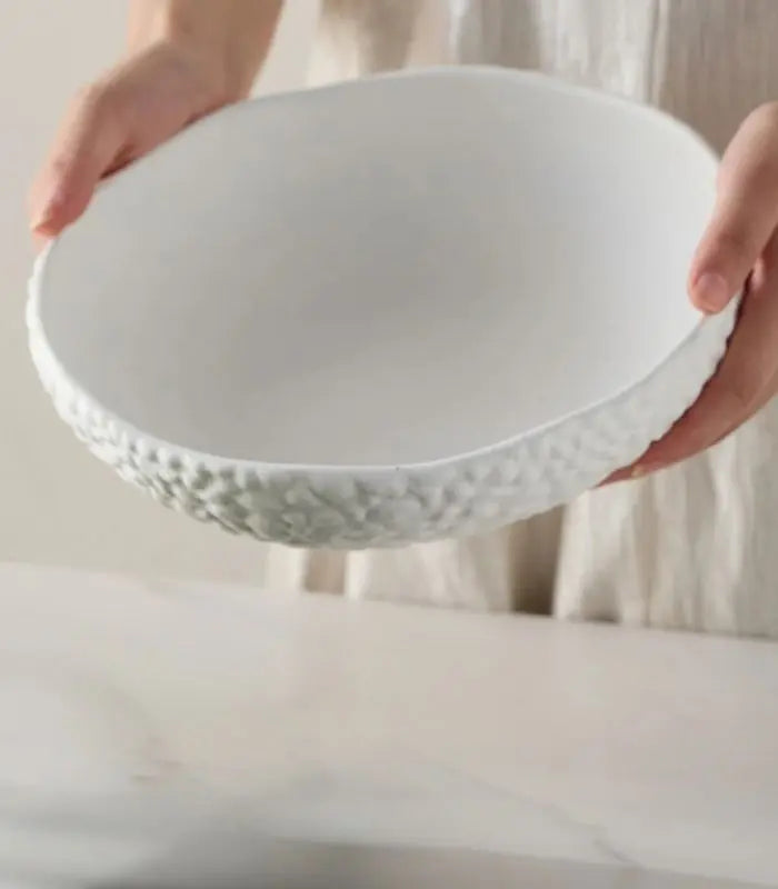 Celestina Ceramic Bowl – Hammered Texture Design 24 cm (9.45 in)