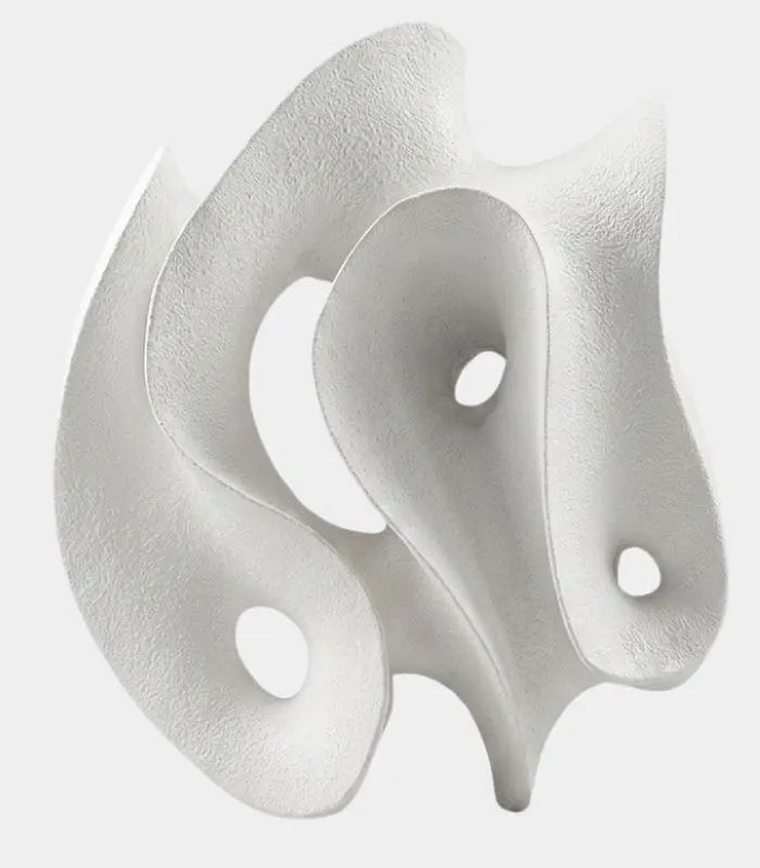 Wren Abstract Sculptural Object – Matte White Resin, Flame-Form Tabletop Sculpture 24.5 cm / 9.6 in