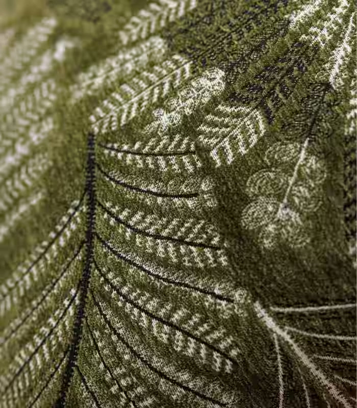 Fern Leaf Cushion Cover – Jacquard Texture Design Green
