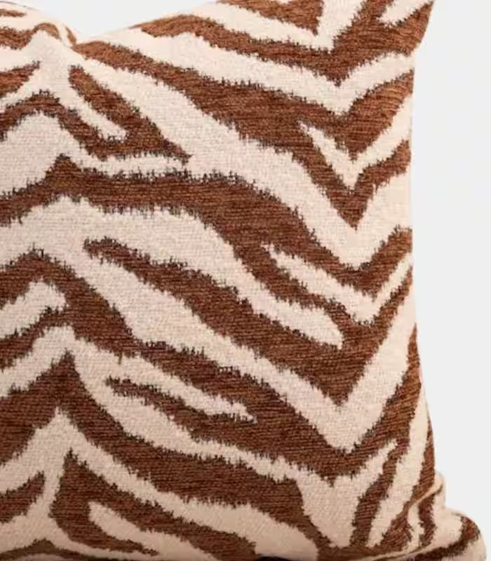Ketzia Woven Chenille Cushion Cover, Chevron Stripe Pattern Rust & Cream
