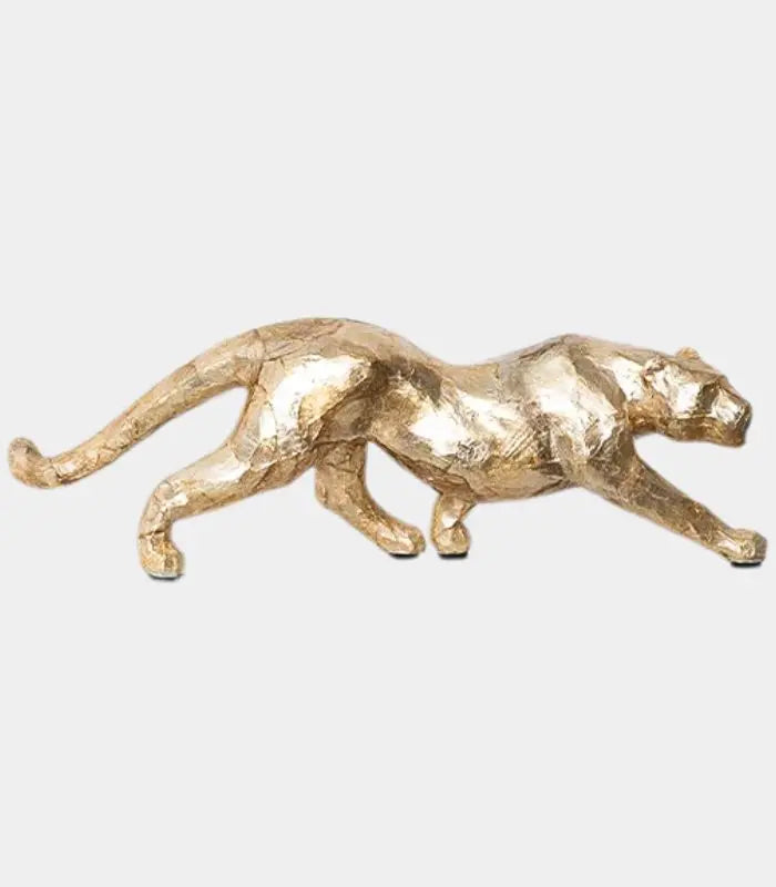 Savannah Gold Leopard Sculpture – Decorative Resin Animal Figurine for Home Décor 50 x 17 cm