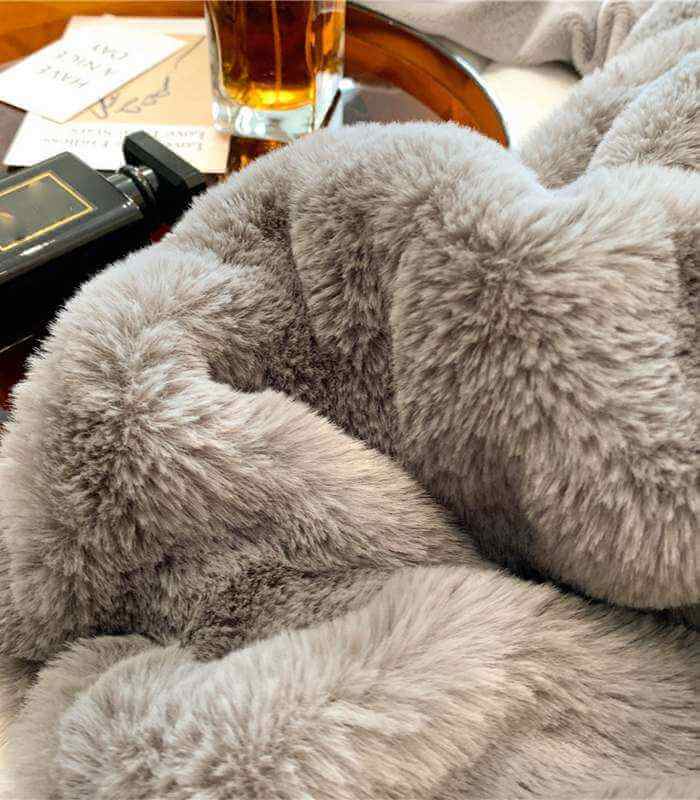 Faux Fur Throw Blanket Decorative Large Grey