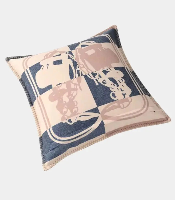 Abstract Art Cushion Cover – Navy Blue & Blush Pink Modern Design