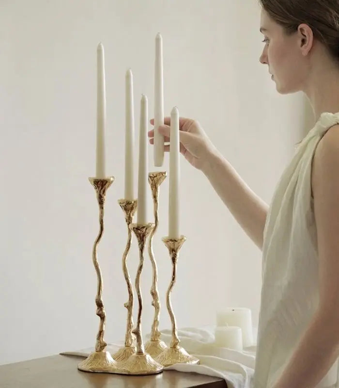 Sabine 5-Head Gold Candelabra – Sculptural Branch Candle Holder 36 cm