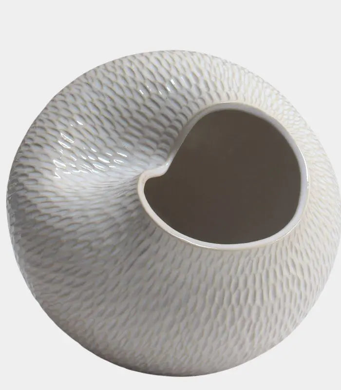Odessa Handcrafted Ceramic Vase – White Textured Organic Sculptural Form 29 cm (11.42 in)
