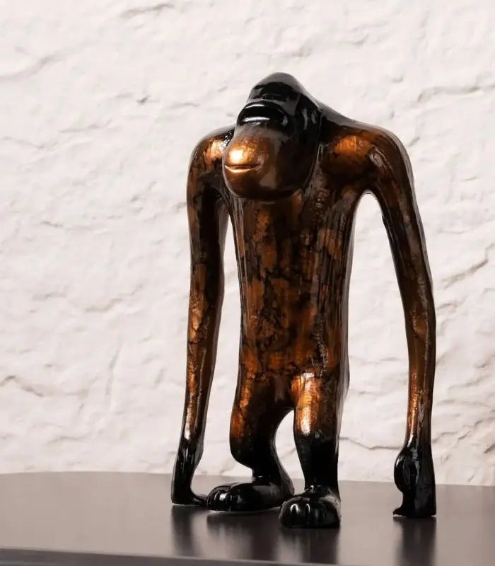Maximilian Resin Sculpture – Abstract Ape Figure with Metallic Finish 22 cm