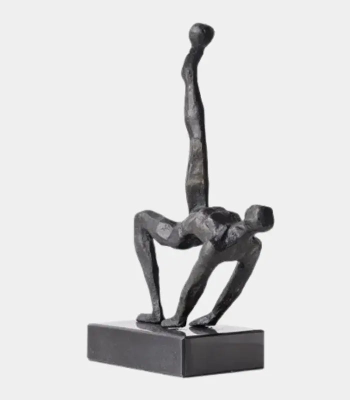 Elysiar Abstract Balance Sculpture – Black Metal Figure with Marble (Faux) Base