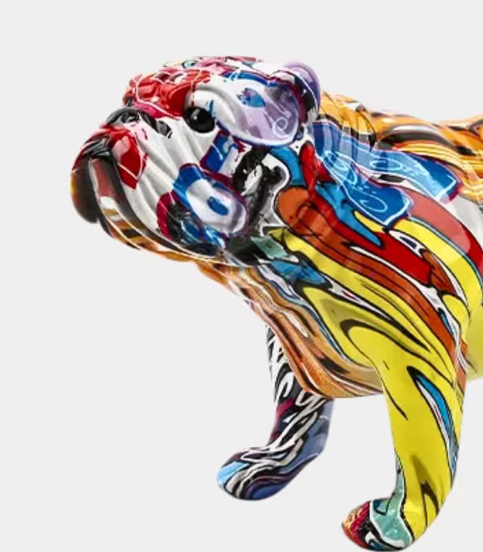 Handcrafted Bulldog Resin Sculpture – Colorful Urban Art 27 cm Decorative Figurine