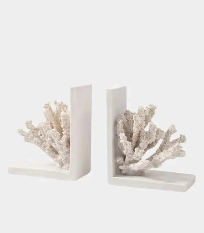 Set 2 Pcs Atoll Resin Bookends – Coral Branch Design Set