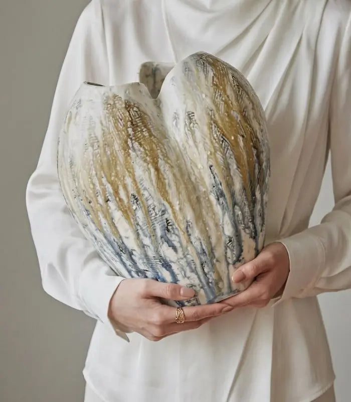 Winslow Handcrafted Ceramic Vase – Hand-Painted Earth-Tone Sculptural Vessel