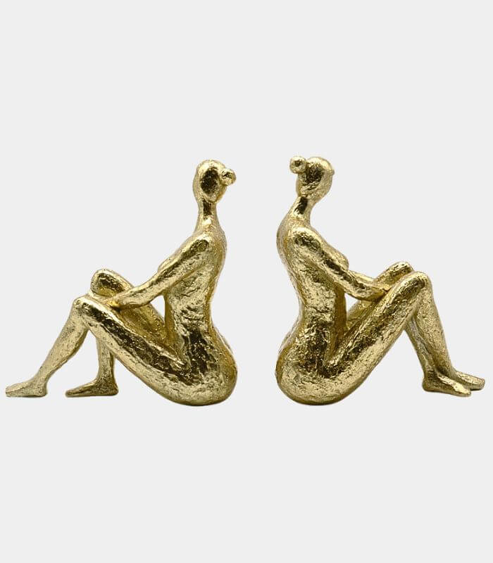 Set of 2 Golden Muse Sculptural Bookends Large 20 cm Resin