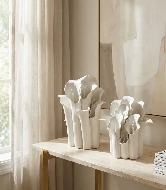 Handcrafted Ceramic Calla Lily Vase | Modern Sculptural Art Piece | Contemporary Home Decor