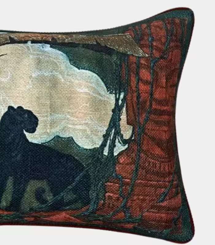 Panthera Jacquard Cushion Cover – Decorative Panther Print Pillow Case for Sofa 45 cm x 35 cm