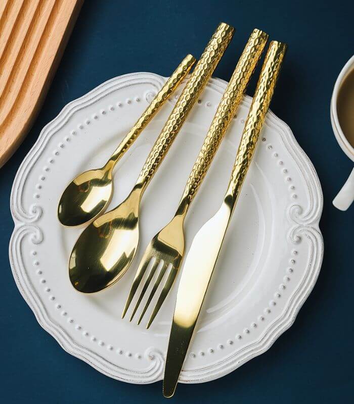 24 Pcs Cutlery Set Meadow Stainless Steel For 6 Gold