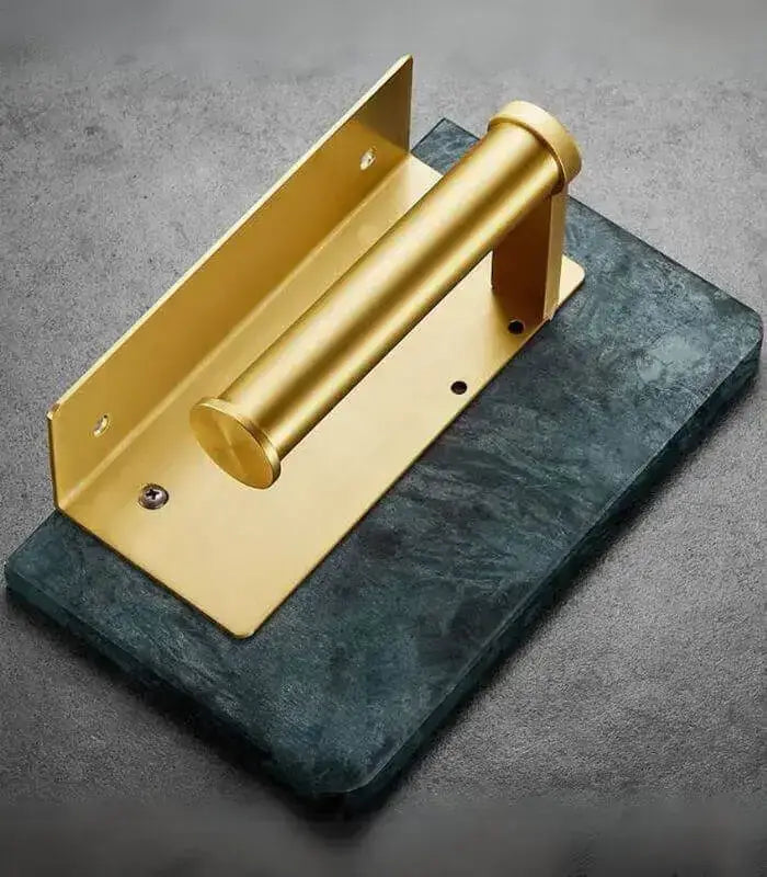 Toilet Roll Holder Wall-Mounted Natural Green Marble Brushed Gold