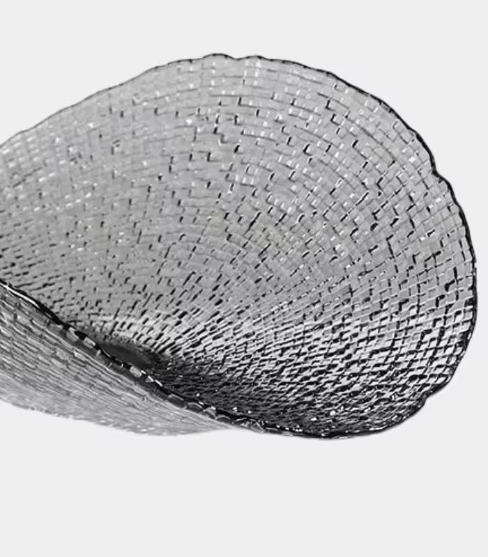 Riveira Glass Sculptural Decorative Bowl Fruit Bowl Large Grey