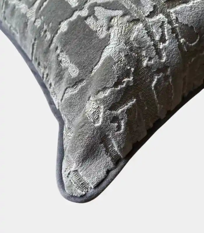 Velvet Floral Garden Cushion Cover Velvet Embroidery Grey