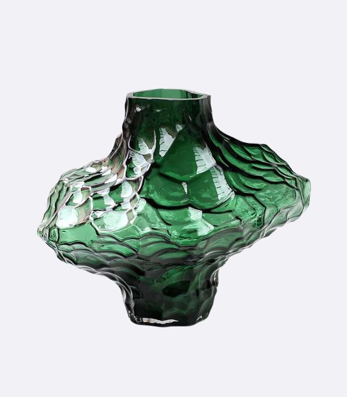 Table Vase Emerald Glass Green
