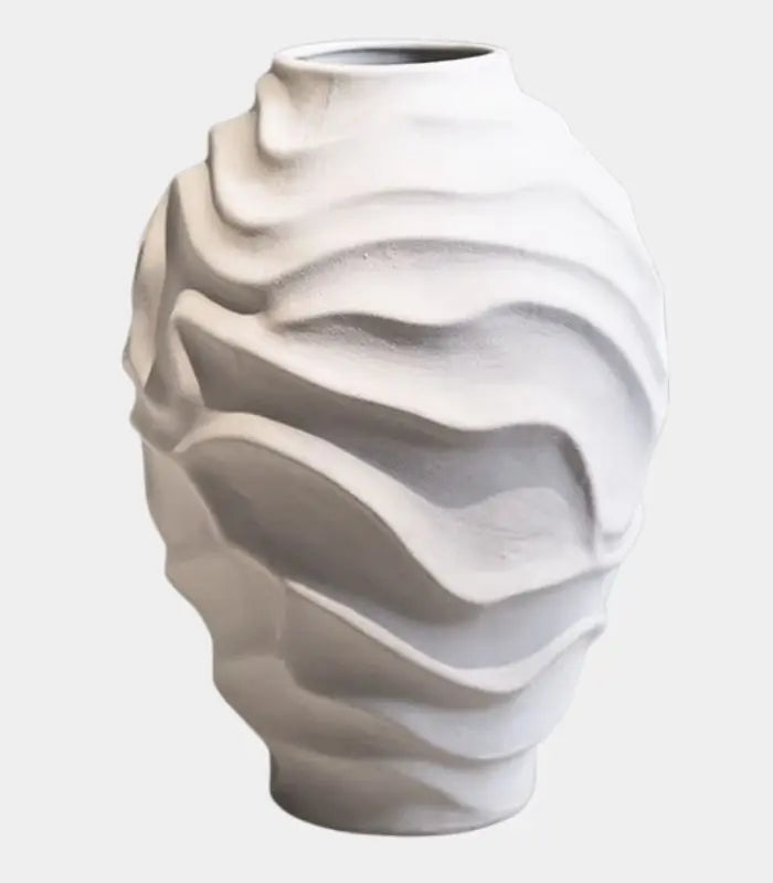 Sculptural Wave Ceramic Vase – Handcrafted Organic Design White