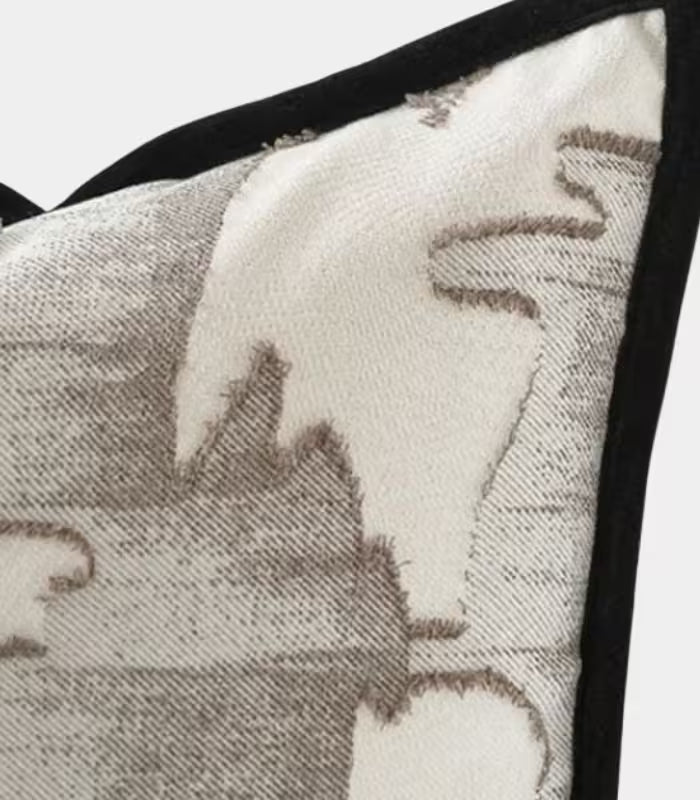 Abstract Brushstroke Cushion Cover – Embroidered Design Cream